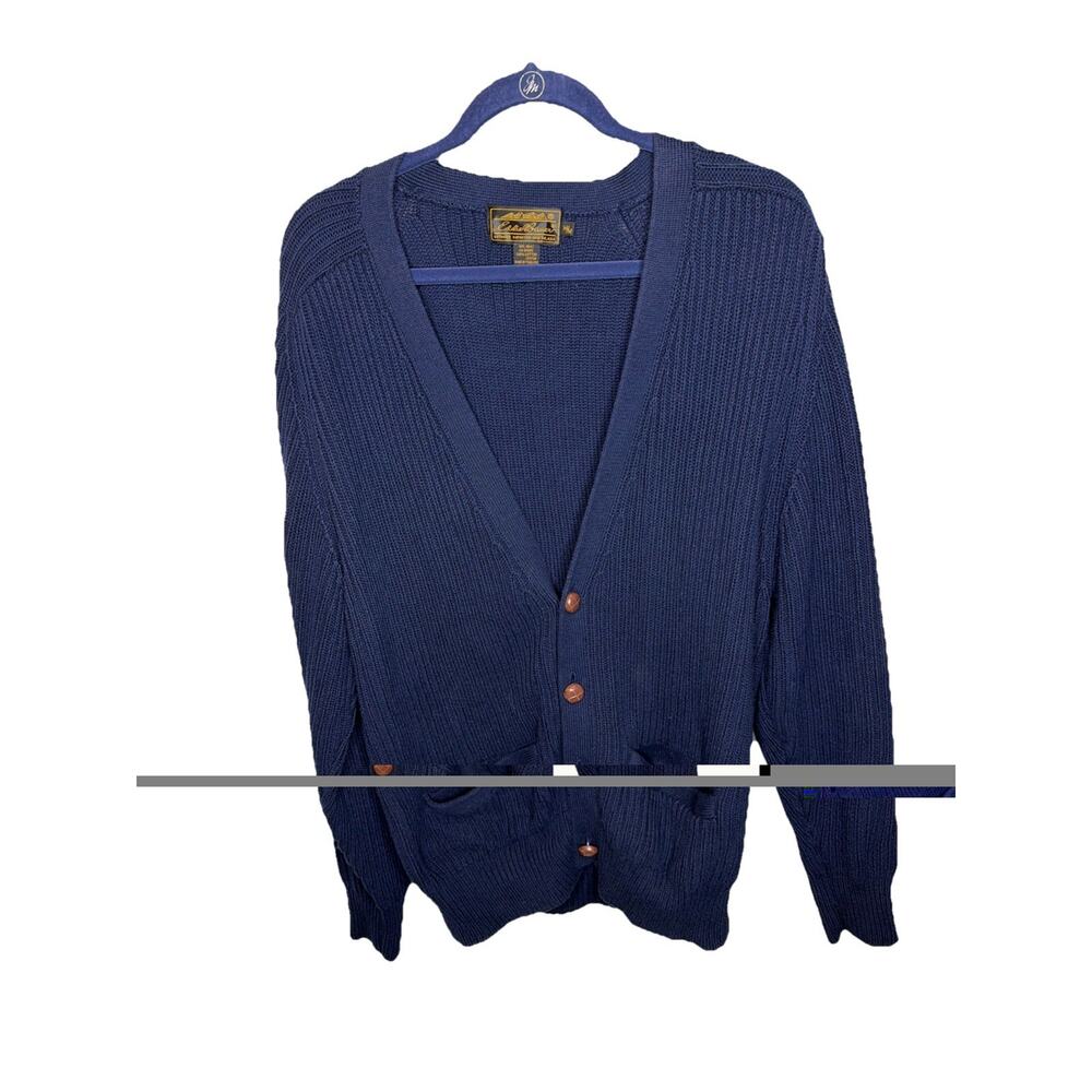Vtg Eddie Bauer Grandpa Sweater Cardigan Mens Size L Ribbed V Neck Fisherman